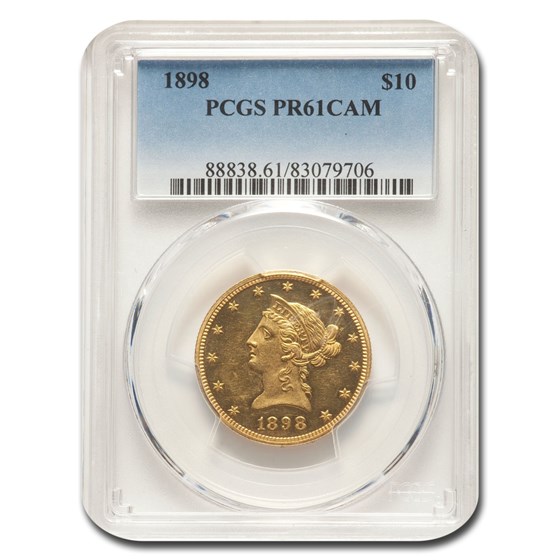 1898 $10 Liberty Gold Eagle PR-61 Cameo PCGS 1898 $10 Liberty Gold Eagle PR-61 Cameo PCGS